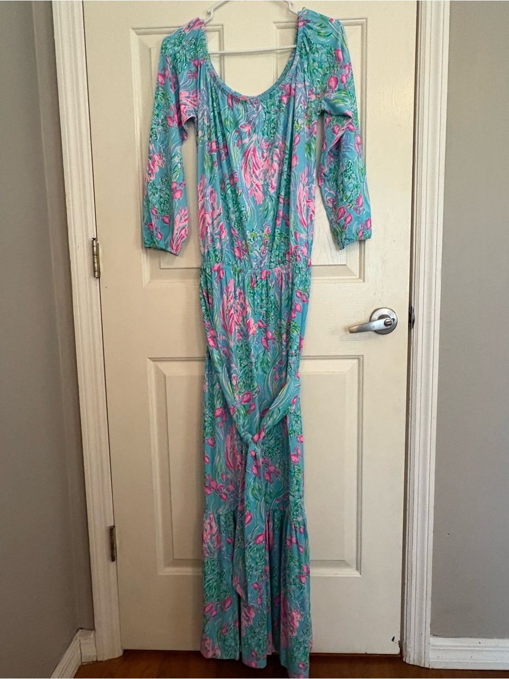 Lilly Pulitzer Blue and Pink Maxi Dress
